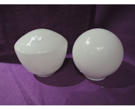 Two vintage opaline milk glass light shades 