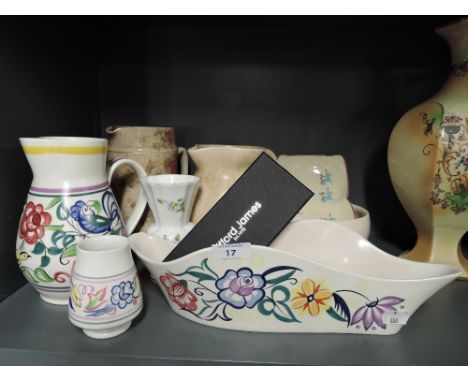 A selection of vintage ceramics including Poole Pottery 