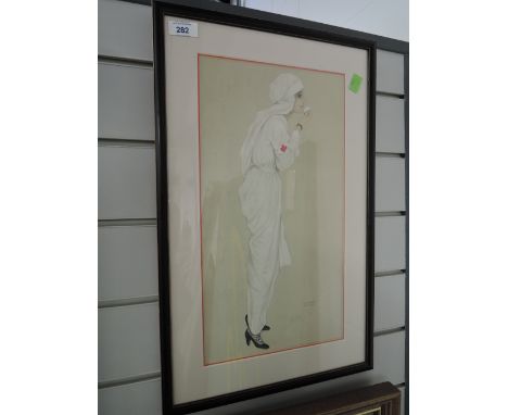A vintage print after Raphael Kirchner depicting 1920's nurse