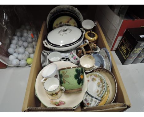 A selection of vintage ceramics including Royal Doulton tea cup and saucer