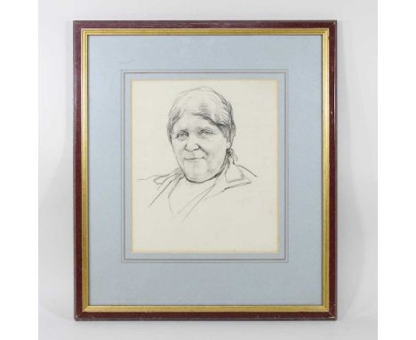 Attributed to William Dennis Dring R.A., R.W.S., 1904-1990, portrait of an old lady, unsigned, pencil on paper, 27 x 23cm