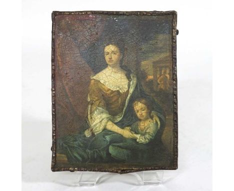 After Sir Godfrey Kneller, 19th century, a miniature portrait of Queen Anne and William, Duke of Gloucester, printed on board