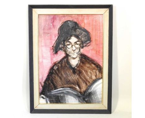 Attributed to Frank Brangwyn, 1867-1956, portrait of a lady, oil on board, 71 x 50cm, inscribed to the reverse 'Unfinished sk