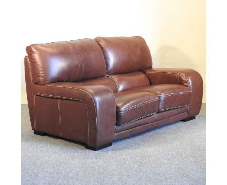 A modern brown leather two seater sofa167w x 96d x 90h cm