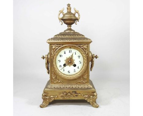 A 19th century French gilt metal mantel clock, with an eight day movement, 40cm high