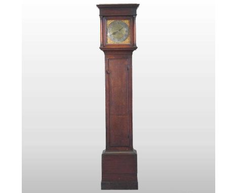 An 18th century oak cased longcase clock, the ten inch brass dial, with silvered chapter ring, signed William Lawrence, Thame