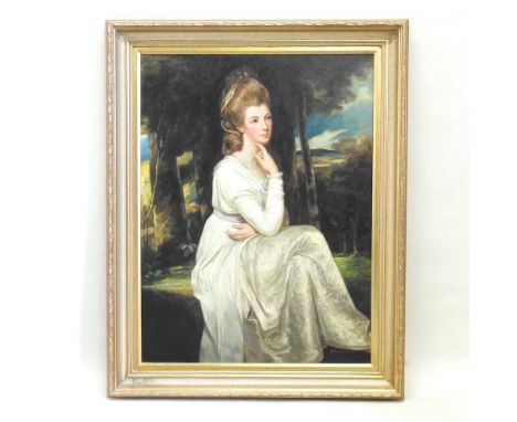 H Kinsman, 20th century, portrait of a young 18th century style lady, in a white dress, oil on canvas, 101 x 71cm