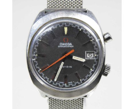 A vintage Omega Chronostop gentleman's wristwatch, circa 1960's, the signed dial with date aperture and baton hours, on a fle