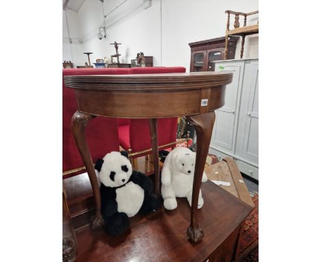 AN EDWARDIAN FOLD OVER CARD TABLE. 