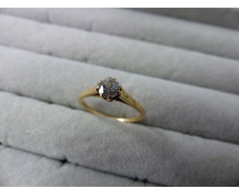 A 585 STAMPED SOLITAIRE CZ RING. FINGER SIZE N. WEIGHT 1.73grms.