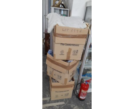 THREE BOXES OF VARIOUS CURTAINS ETC.