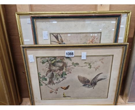 A PAIR OF ANTIQUE FRENCH PRINTS OF BIRDS TOGETHER WITH OIL ON CANVAS OF A LONDON SCENE A A LITHOGRAPH AFTER JULES DAVID (4)