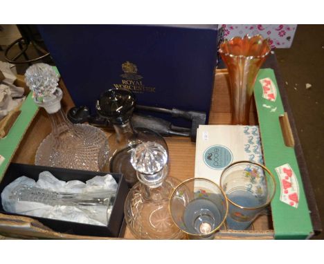 Mixed Lot: Royal Worcester 50th cake stand, decanters, Poole Potter etc