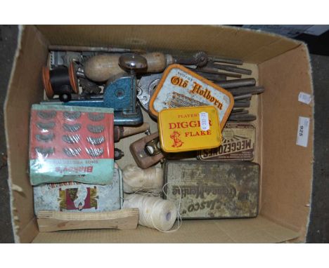 Box of assorted hand tools and fittings