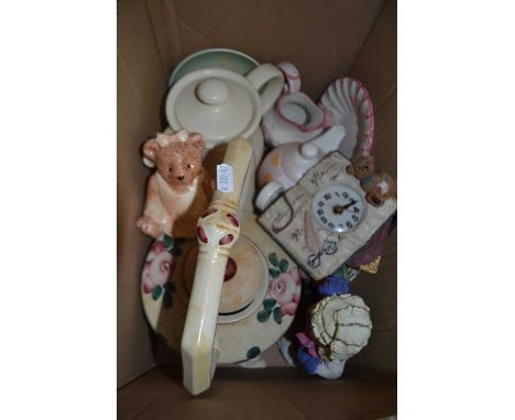 Mixed Lot: Assorted ceramics, novelty clock, decorative teapot etc