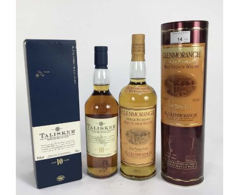 Whisky - two bottles, Glenmorangie single malt Scotch whisky 1 litre, in presentation tin, and a bottle of Talisker 10 years 