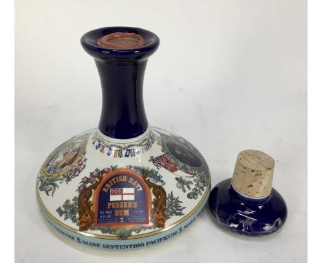 Rum - one bottle, Pusser's British Navy Rum, in Wade decanter, 1 litre, 54.5% (cracked stopper)