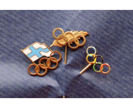 The 50th Anniversary of the Restoration of the Olympic Games, 1944, Official International Olympic Committee gilt metal pin b