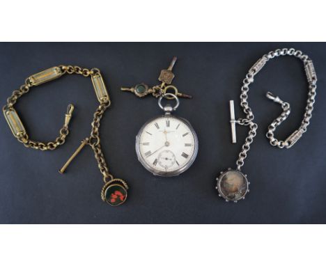 A late Victorian silver open faced pocket watch, the enamel dial with Roman numerals and a seconds subsidiary dial inscribed 