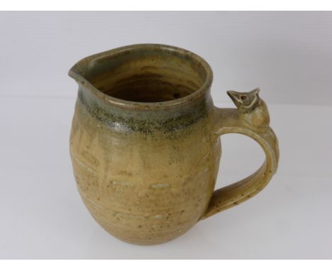 Winchcombe Pottery Milk Jug, with a mouse on the handle.