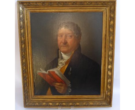 A 19th Century Oil on Canvas Portrait, depicting a finely attired gentleman, canvas re-lined, inscribed to reverse LeMire Jc 