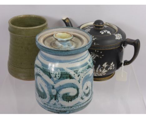 A Quantity of Ceramics, including Wye Pottery jug and cover, Wnchcombe Pottery tankards and a Carlton Ware teapot together wi