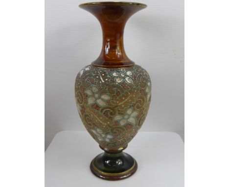 A Doulton "Slater" Patent Vase, with pink and aquamarine floral decoration, approx 28 cms high, a Royal Doulton pottery tobac