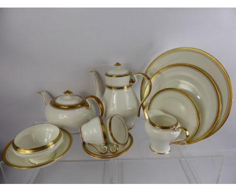 A 62 Piece Set of Aynsley 'Elizabeth' Dinner, Tea and Coffee Services, including two lidded tureens (23 cms), gravy boat and 