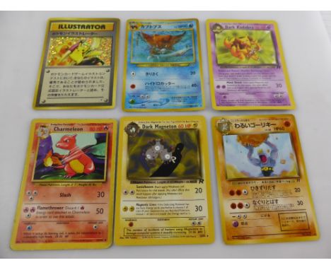 A Miscellaneous Collection of Pokemon Playing Cards, including Dark Kadabra, Illustrator, HP90, Charmeleon, Dark Magneton, HP