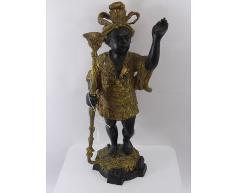 A French Style Brass and Bronze Effect Blackamoor Candelabrum, approx 42 cms