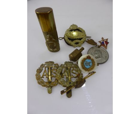 A Collection of Military Cap Badges and other related badges, including tank corps, A.T.S., Royal Army Ordinance lighter, the