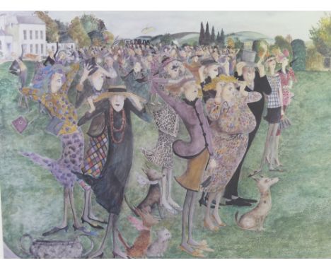 Sue Macartney-Snape, British Illustrator, a large limited edition print entitled "Going Away by Helicopter", nr 87/600, numbe