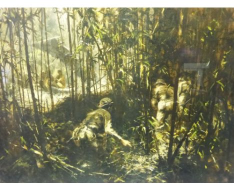 David Shepherd, limited edition signed print entitled "Patrol Action in Malaya", No. 120/850, approx 60 x 40 cms. 