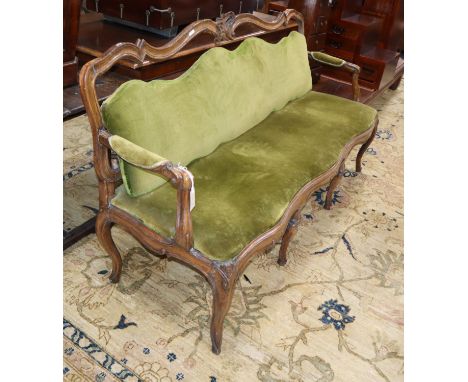 A 19th century French walnut settee W.170cm