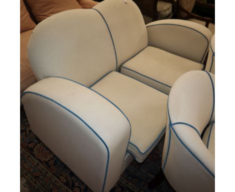 An Art Deco style upholstered two seater settee W.170cm