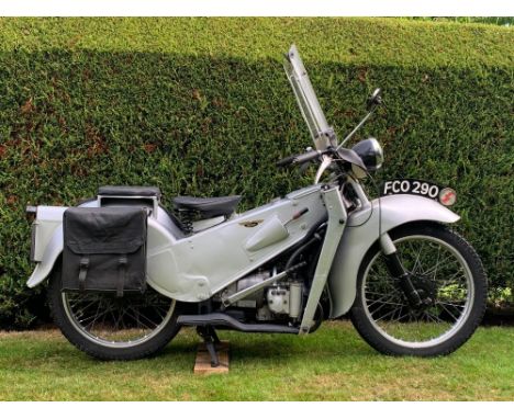 1949 Velocette 150cc LE Registration no. FCO 290Frame no. 3739Engine no. 3762Introduced in 1948 as a 150cc machine, the LE Ve