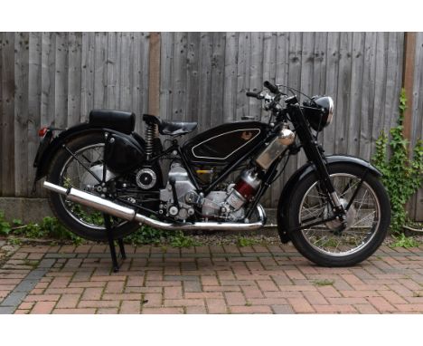 1947 Scott 596cc Flying SquirrelRegistration no. JGO 213Frame no. 4804Engine no. DPY 4899Introduced in 1925, Scott's Flying S