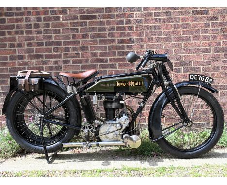 1921 Rudge 499cc TT MultiRegistration no. OE 7688Frame no. 765680Engine no. 18198This beautiful Rudge Multi is accompanied by