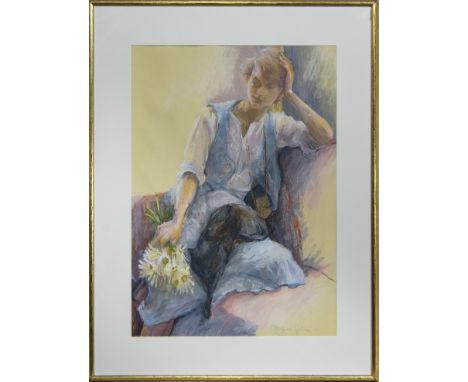 * JOSEPHINE GRAHAM (SCOTTISH b. 1930), JOSEPHINE RESTING pastel on paper, signed and dated '78, titled verso image size 75cm 