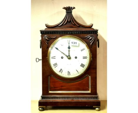 A 19th century 'R H Halford &amp; Sons London' mahogany chiming bracket clock, H. 46cm. Condition : movement appears complete