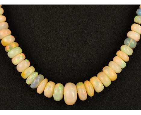 A graduated opal bead necklace, L. 43cm.