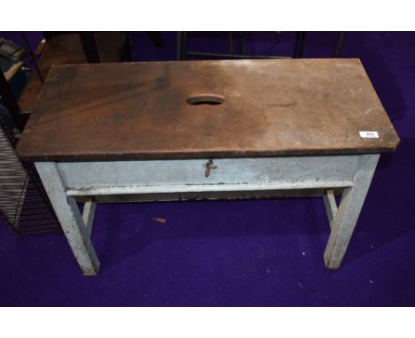 A vintage tramp art or similar shoe shine bench or stool