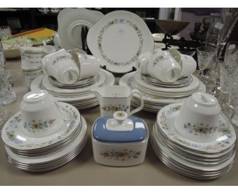 A Royal Doulton part tea service ' Pastorale' having delicate floral pattern.good condition.