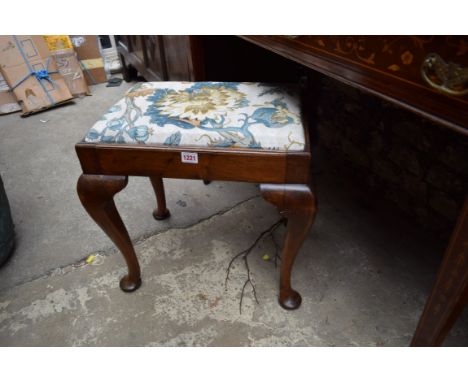 An 18th century style walnut cabriole leg stool, 50cm wide. 