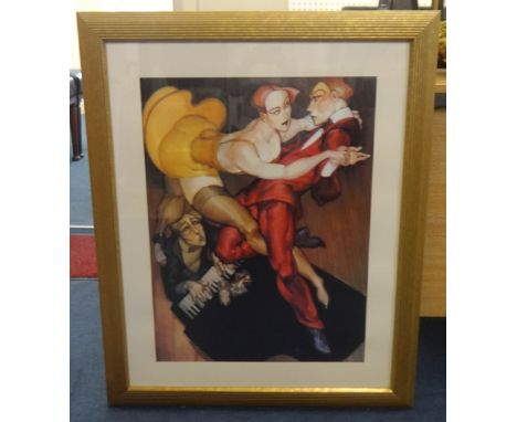 A modern print of 'French Dancers', unknown artist.