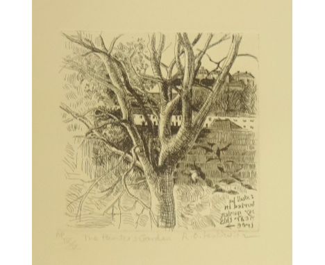 Robert Lenkiewicz (1941-2002) a set of four etchings, 'Self Portrait with Tree', 'SP with Books', 'The Painters Garden', 'Swa
