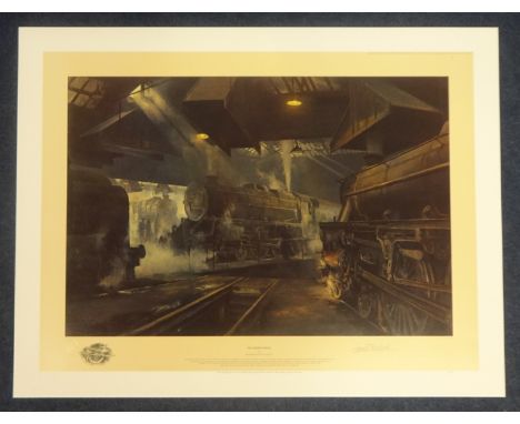 David Shepherd, signed limited edition print 'Willesden Sheds' unframed as new, No 552/850, 70cm x 76cm, together with David 