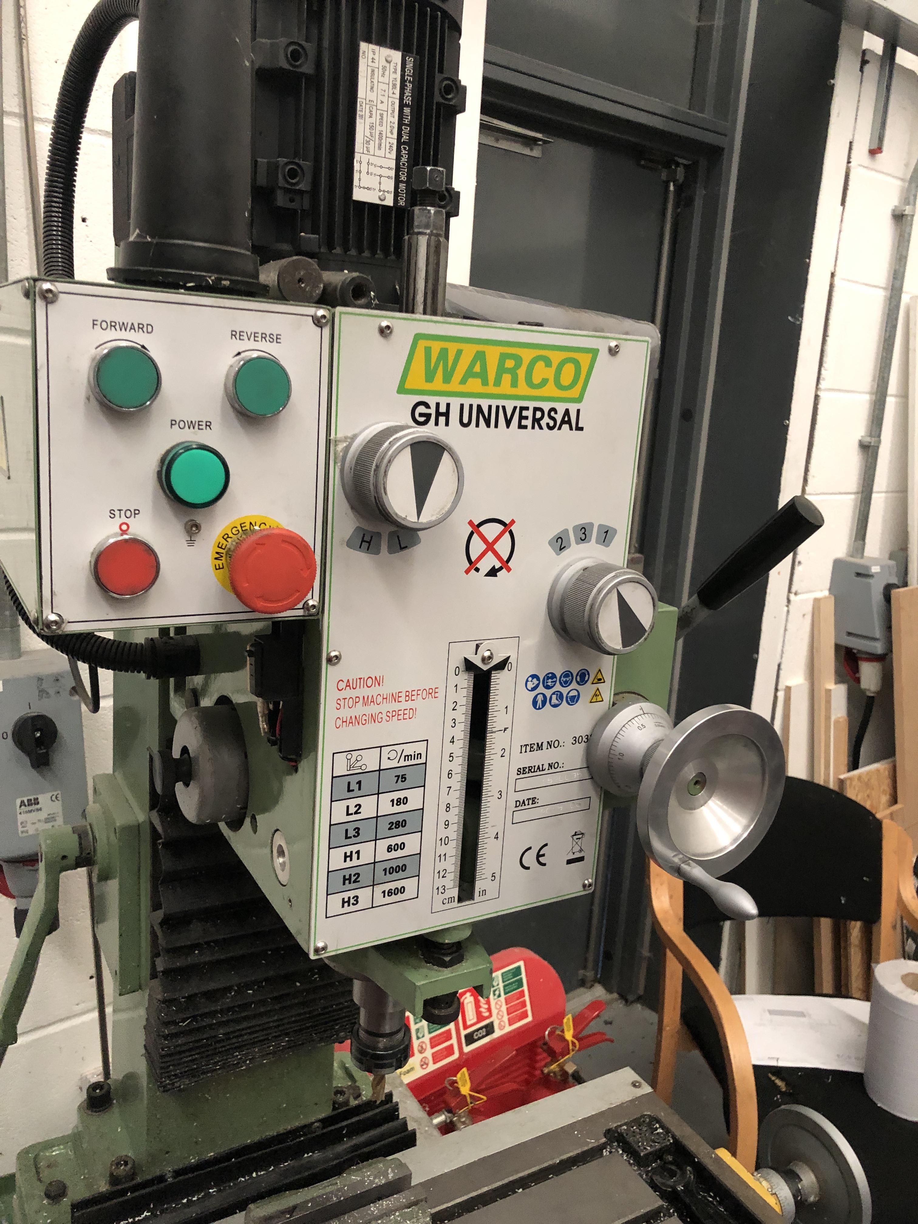 Warco GH Universal Milling Machine Serial No 1520094 with Easson ES8A