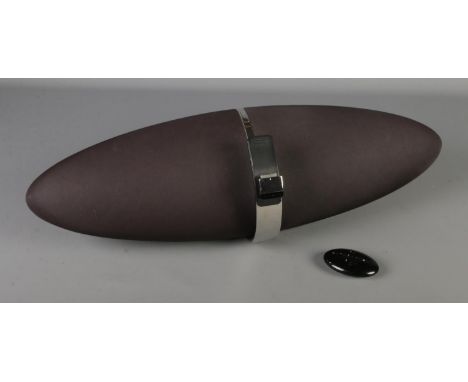 A Bowers and Wilkins Zeppelin air speaker with iPod dock, wifi and aux inputs.  
