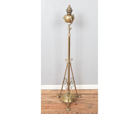 A converted brass oil lamp  